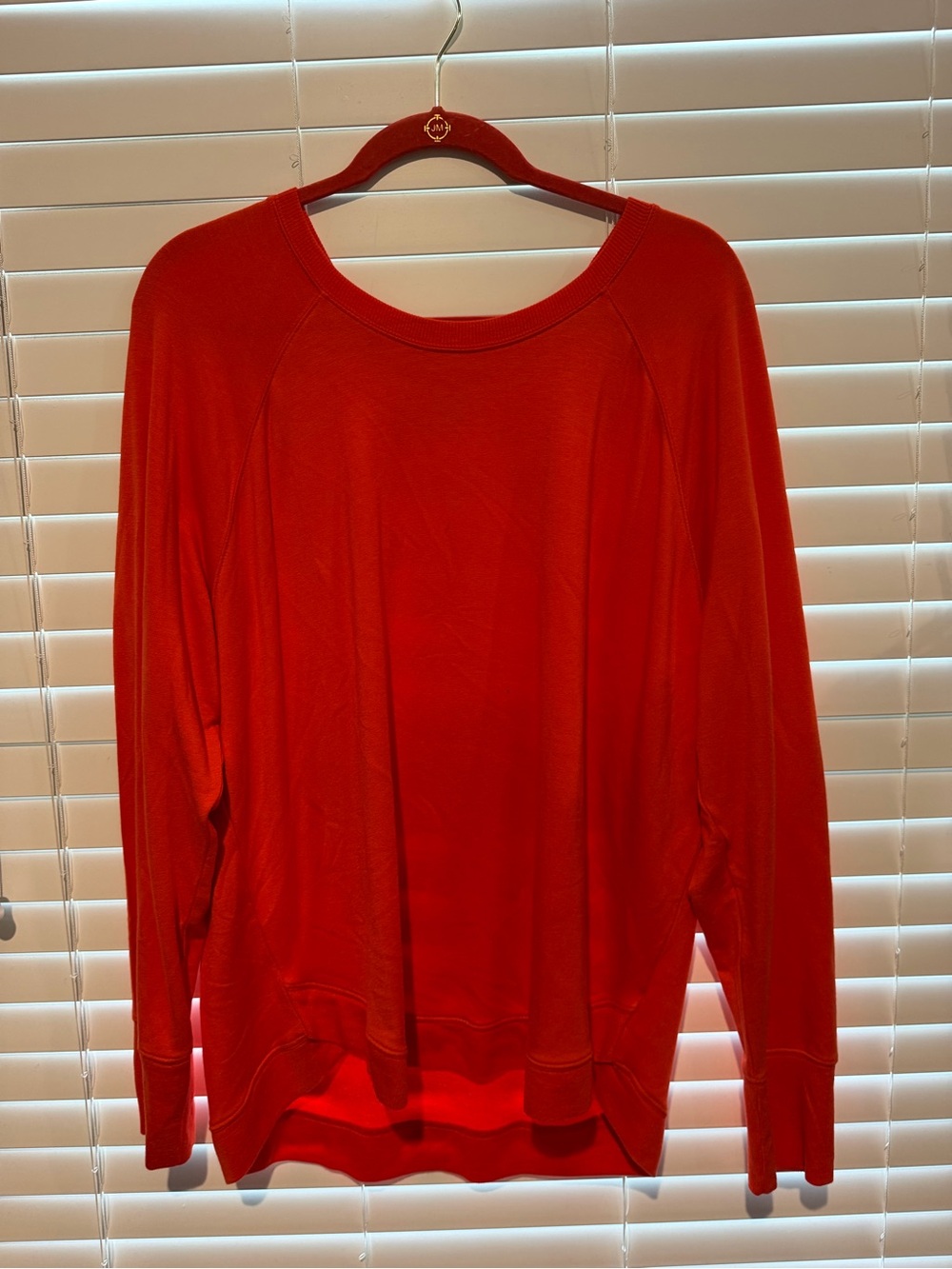 Athleta Orange Long-Sleeve Crewneck Sweatshirt